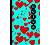 Red Heart Shapes Pattern in Vivid Turquoise Notebook: Valentine's Day Design