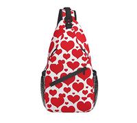 Red Heart Sling Bag Casual Crossbody Cute Heart Shoulder Bag Mochila Chest Daypack para Exteriores