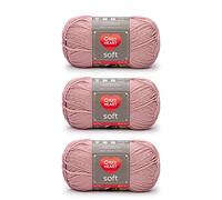 Red Heart Soft Rose Blush - Ovillo de hilo color rubor, paquete de 3 unidades de 141 gramos/5 onzas, acrílico, 4 medianos (peinado), 256 yardas, tejer, ganchillo y manualidades