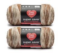Red Heart Super Saver Bitty Stripe - Ovillo de hilo de ratán, paquete de 2 unidades de 283 g, 100% acrílico, estambre #4 (mediano), 515 yardas, tejido/ganchillo