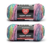 Red Heart Super Saver Bitty Stripes - Hilo de melena de unicornio, paquete de 2 unidades de 10 onzas, 100% acrílico, #4 estambre (mediano), 515 yardas, tejido/ganchillo