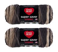 Red Heart Super Saver - Hilo jumbo de nogal degradado, paquete de 2 de 10 onzas, acrílico, 4 medianos (peinado), 482 yardas, tejido/ganchillo