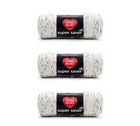 Red Heart Super Saver Hilo, paquete de 3 unidades, blanco roto jaspeado (Aran Fleck)