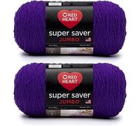 Red Heart Super Saver - Hilo de amatista jumbo - Paquete de 2 de 14 onzas - Acrílico - 4 medianos (peinado) - 744 yardas - Tejido/ganchillo