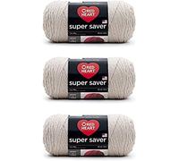Red Heart Super Saver - Ovillo de hilo avena, paquete de 3 unidades de 198 g, acrílico, n.º 4 mediano (peinado), 333 m, tejido/ganchillo