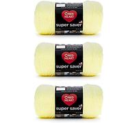Red Heart Super Saver - Ovillo de hilo color amarillo claro, paquete de 3 unidades de 198 g, acrílico, n.º 4 (grosor medio), 333 m, tejer/ganchillo