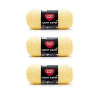 Red Heart Super Saver - Ovillo de hilo color limón, paquete de 3 unidades de 198 g, acrílico, n.º 4 mediano (peinado), 333 m, tejido/ganchillo