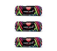 Red Heart Super Saver - Ovillo de hilo, paquete de 3 unidades, neón a rayas (Neon Stripes)