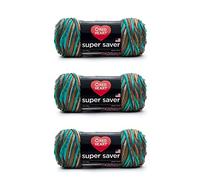 Red Heart Super Saver- Ovillo de hilo, paquete de 3 unidades, verde y marrón (Reef)