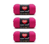 Red Heart Super Saver - Ovillo de hilo rosa brillante, paquete de 3 unidades de 198 g, acrílico, n.º 4 mediano (peinado), 333 m, tejido/ganchillo