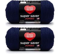 Red Heart Super Saver - Ovillo de lana azul marino suave, paquete de 2 de 14 onzas, acrílico, tamaño mediano 4 (peinado), 744 yardas, tejido de punto/ganchillo