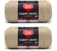Red Heart Super Saver - Ovillo jumbo Buff - Paquete de 2 de 14 onzas, acrílico, 4 medianos (peinado), 744 yardas, tejido/ganchillo