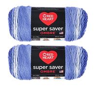 Red Heart Super Saver - Ovillo jumbo color azul Baja degradado, paquete de 2 de 10 onzas, acrílico, 4 medianos (peinado), 482 yardas, tejido/ganchillo