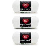 Red Heart Super Saver - Paquete de 3 - Blanco suave - 198 g - Acrílico - 4 medianos (peinado) - 364 yardas - Tejer, ganchillo, manualidades y amigurumi