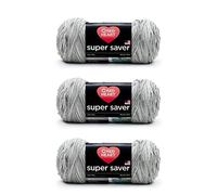 Red Heart Super Saver - Paquete de 3 esteatita, 198 g, acrílico, 4 medianos (peinado), 364 yardas, tejer, ganchillo, manualidades y amigurumis