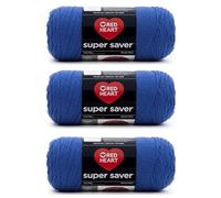 Red Heart Super Saver - Paquete de 3 - Royal - 198 g - Acrílico - 4 medianos (peinado) - 364 yardas - Tejer, ganchillo, manualidades y amigurumi