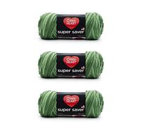 Red Heart Super Saver - Paquete de 3 tonos verdes, 198 g, acrílico, 4 medianos (peinado), 364 yardas, tejer, ganchillo, manualidades y amigurumis