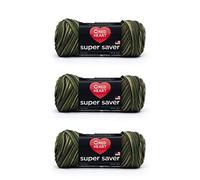Red Heart Super Saver - Paquete de 3 unidades, camuflaje, 198 g, acrílico, 4 medianos (peinado), 364 yardas, tejer, ganchillo, manualidades y amigurumis