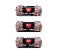 Red Heart Super Saver - Paquete de 3 unidades, camuflaje rosa, 198 g, acrílico, 4 medianos (peinado), 364 yardas, tejido, ganchillo, manualidades y amigurumis