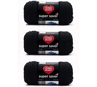 Red Heart Super Saver - Paquete de 3 unidades, color negro, 198 g, acrílico, 4 medianos (peinado), 364 yardas, tejer, ganchillo, manualidades y amigurumis