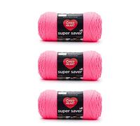 Red Heart Super Saver - Paquete de 3 unidades Pretty N' Pink - 198 g - Acrílico - 4 medianos (peinado) - 364 yardas - Tejer, ganchillo, manualidades y amigurumis