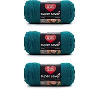 Red Heart Super Saver - Paquete de 3 - Verde azulado real - 7 oz/198 g - Acrílico - 4 medianos (peinado) - 364 yardas - Tejer, ganchillo, manualidades y amigurumi