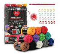 Red Heart Super Saver Super Yarn Kit de ganchillo con accesorios para tejer, ganchillo, manualidades y proyectos de amigurumi