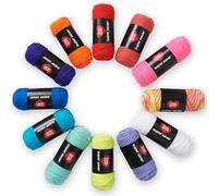 RED HEART Super Saver Yarn Super Craft Kit Brights, con 12 unidades de 50 g/1.7 oz. 4 hilos de estambre medianos para tejer y ganchillo, 12 colores, perfecto para suéteres gruesos, mantas, Amigurumi