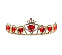 Red Heart Tiara Descendants Heart Crown Hair Jewelry Wedding Crown for Bride
