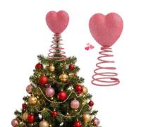 Red Heart Tree Topper, Love Ornament for Mini Trees 2026 New Glitter Tree Topper with Spiral Base for Trees Heart Decorations Valentine Wedding Home Party Tabletop Decor (1pcs Pink)
