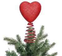 Red Heart Tree Topper, Love Ornament for Mini Trees 2026 New Glitter Tree Topper with Spiral Base for Trees Heart Decorations Valentine Wedding Home Party Tabletop Decor (1pcs Red)