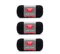 Red Heart with Love Black Yarn - Paquete de 3 unidades, 198 g/7 oz - Acrílico - 4 medianos (peor) - 370 yardas - Tejido/ganchillo