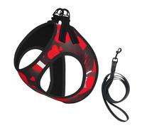 Red Hearts - Arnés para perro pequeño con diseño de fuegos artificiales con correa, arnés para cachorros sin escape Easy Walk para entrenamiento y caminar