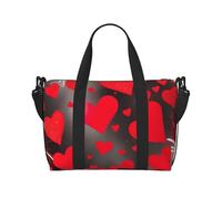 Red Hearts - Bolsa de viaje oblicua con estampado de fuegos artificiales, de poliéster, para mujeres y hombres, color negro, talla única, Negro, One Size