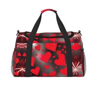 Red Hearts Firework - Bolsa de viaje plegable para escapadas de fin de semana, viajes espontáneos, color negro, talla única, Negro, One Size