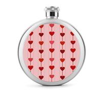 Red Hearts in Vertical Lines - Petaca de acero inoxidable para licor, botella de vino portátil de bolsillo redondo para bebida, 5 onzas