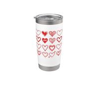 Red Hearts Love Doodle Pattern Cupid Arrow Valentine Vaso térmico de acero inoxidable de doble pared