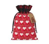 Red Hearts Love Printing - Bolsa de Navidad con cordón a juego con etiqueta de papel kraft de 4.7 x 6.9 pulgadas para Halloween