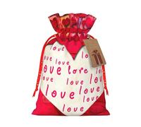 Red Hearts Love Printing - Bolsa de Navidad con cordón y etiqueta de papel kraft de 4.7 x 6.9 pulgadas para regalos de Halloween