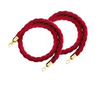 Red Hemp Braided Queen Barrier Ropes,2 Packs 1-10ft Stanchion Twisted Rope, Barrier Ropes with Hooks for Hotel, Concerts, Theater(305cm/10ft)