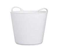 RED HOG Contenedor Cubo Cesta Flexible Flexi Multifuncional, Establo, Jardín, Garaje, Alimentación de Animales, Mezcla, Almacenamiento, Riego, Lavado, Resistencia 120 kg, 34x29,5x26,5cm 26L Blanco