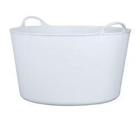RED HOG Contenedor Cubo Cesta Flexible Flexi Multifuncional, Establo, Jardín, Garaje, Alimentación de Animales, Mezcla, Almacenamiento, Riego, Lavado, Resistencia 120 kg, 55x35x44,5cm 55L Blanco