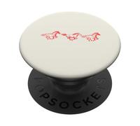 Red Horses Fire Horse Running Western Estética Gráfico PopSockets PopGrip Adhesivo