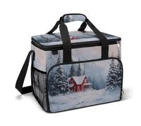 Red House in The Snow - Bolsa térmica térmica para campamento de invierno, con aislamiento, portátil, a prueba de fugas, con correa para el hombro