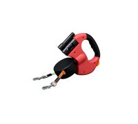 (Red) Illuminated Double Retractable Leash for Two Dogs, 360 Anti-Tangle Swivel Strap