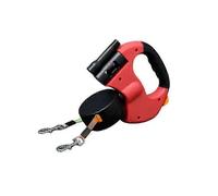 (Red)Illuminated Double Retractable Leash for Two Dogs, 360 Anti-Tangle Swivel Strap