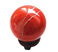 Red Jasper Crystal Ball with Stand, Crystal Divination Scrying Sphere Decorative Ball Paperweight,Real Crystal Figurine Collectible Home Decor,45mm