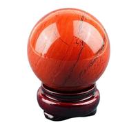 Red Jasper Crystal Ball with Wooden Stand, Crystal Divination Sphere Sculpture Figurine for Wedding/Home/Office Decoration Feng Shui/Photography,40mm