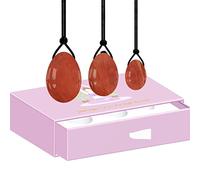 Red Jasper Drilled Yoni Egg Set 100% Natural Kegel Ejercitador Yoni Wand Jade Eggs Bolas De Masaje De Piedra Roja,Taladro Huevos Con Caja