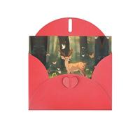 Red JKIEGOQ Bambi - Tarjeta de felicitación de 10 x 15 cm para Navidad, día de San Valentín, boda, tarjetas de invitación a fiestas